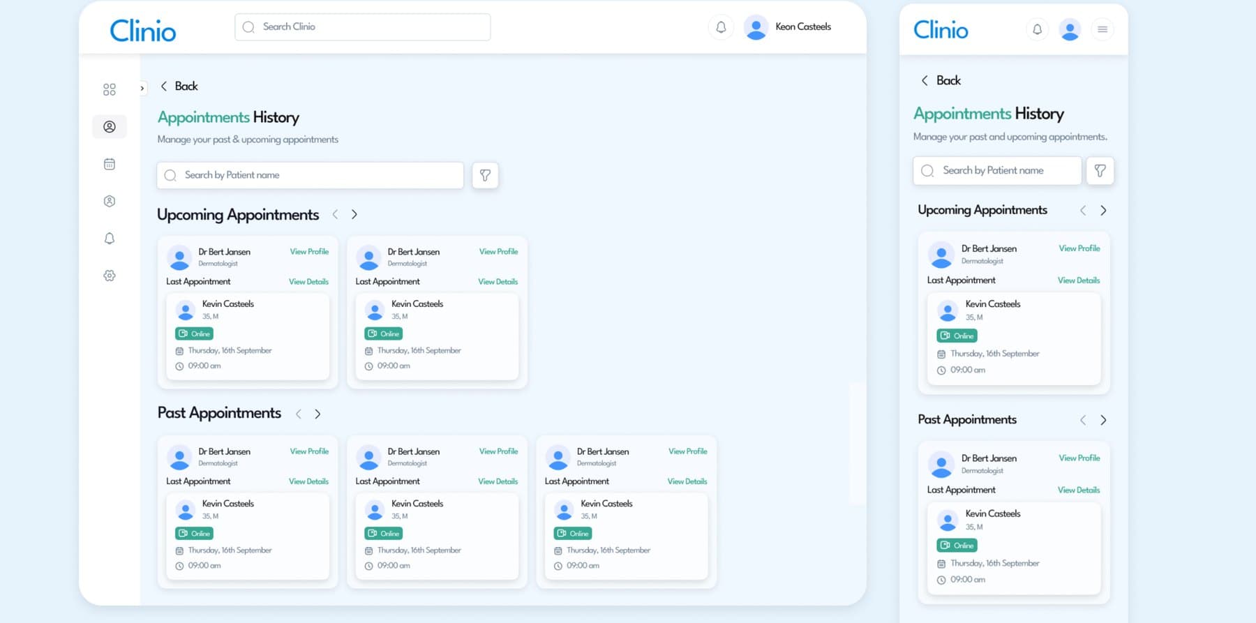 Appointment history, past and upcoming
