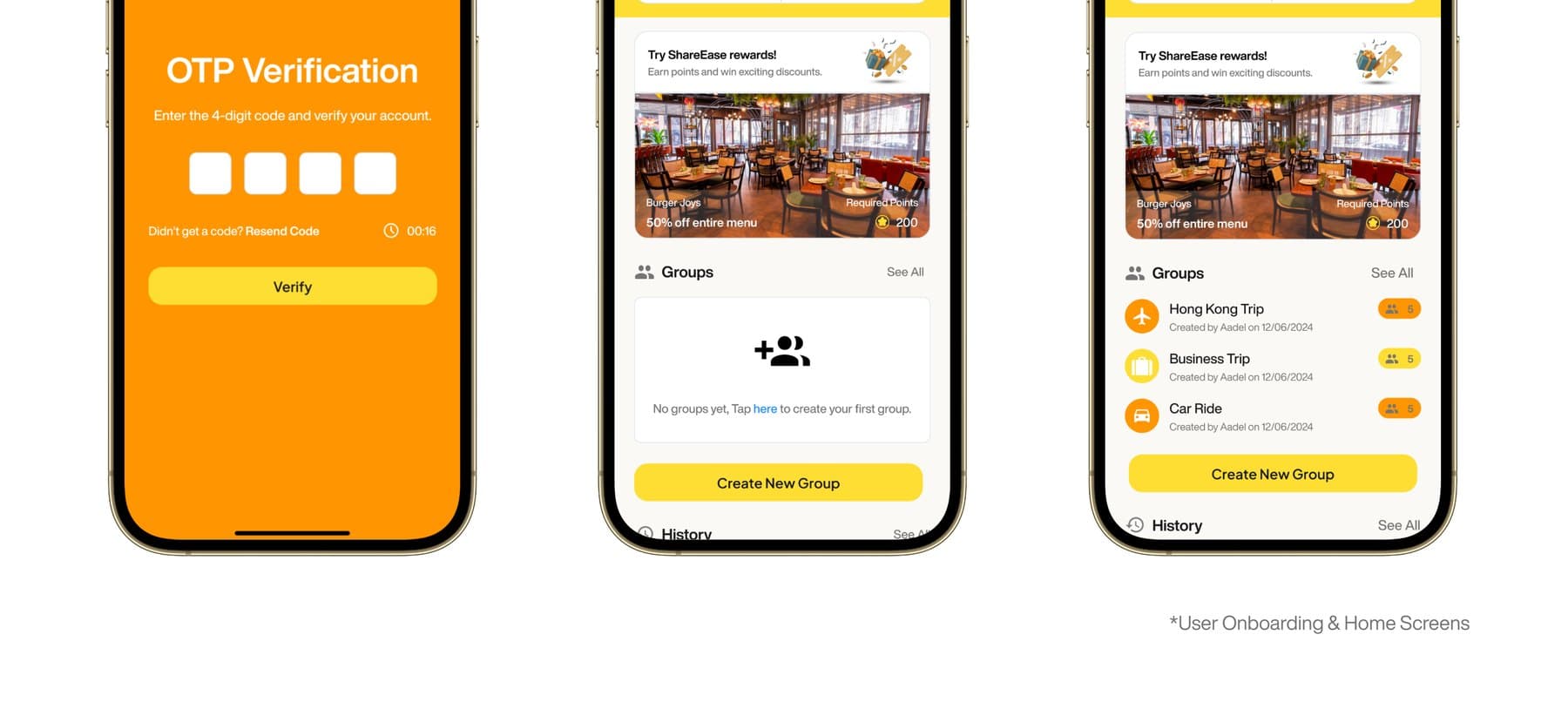Onboarding and the home balance screen